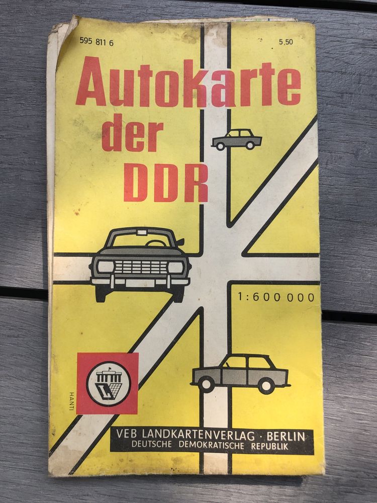 Stara mapa naścienna Niemiec DDR duża