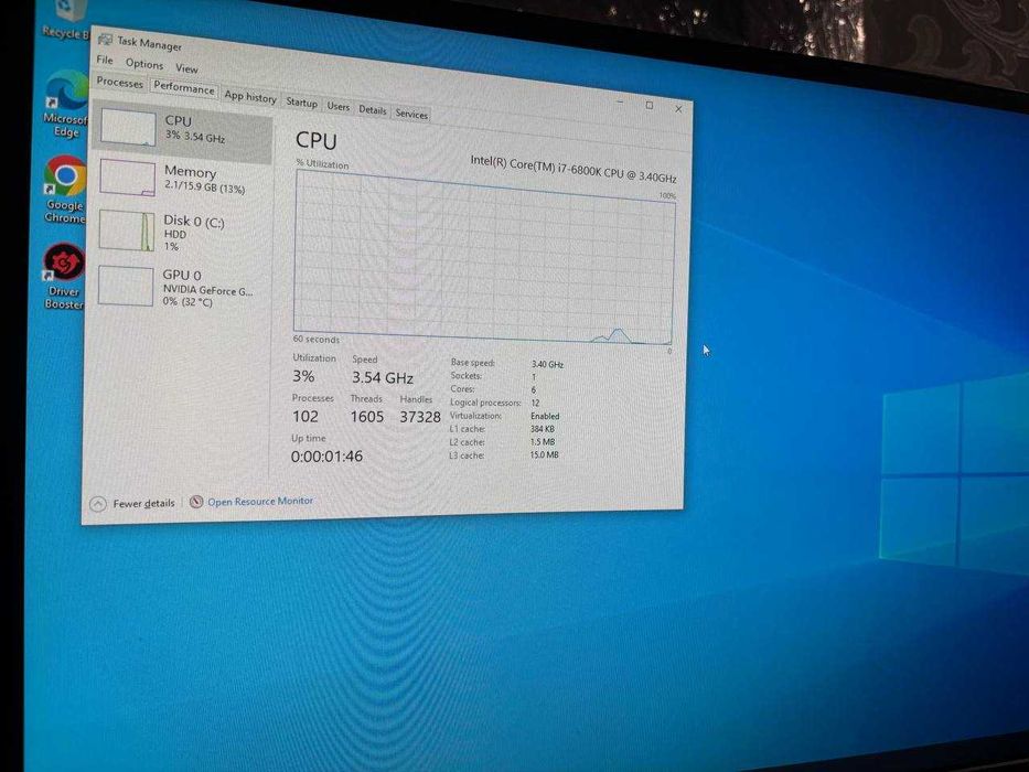Продам ПК I7-6800k Gtx 1060 6GB Gigabyte 16 GB DDR4 Crucial 2400 MHz