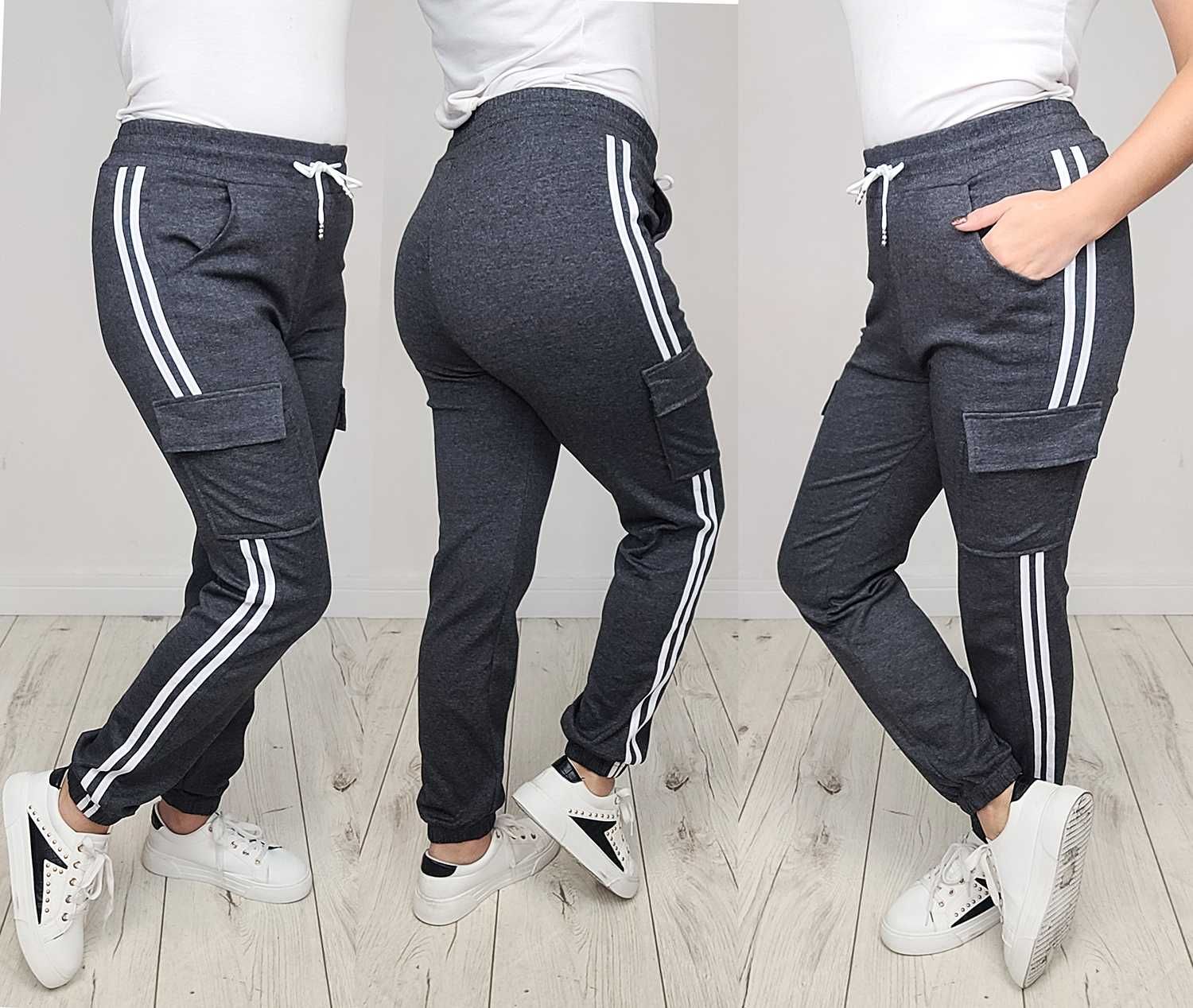 CARGO damskie spodnie bojówki dresy joggery TU KUPUJESZ GRAFIT r. L/XL