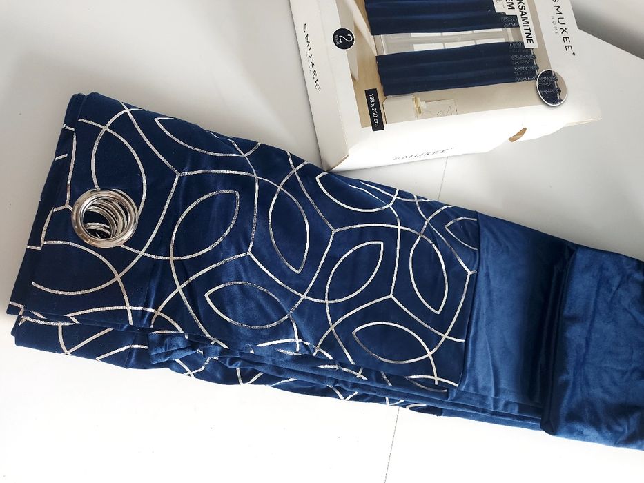 Komplet zasłony welurowe Velvet ze srebrnym nadrukiem 138x250 2szt.