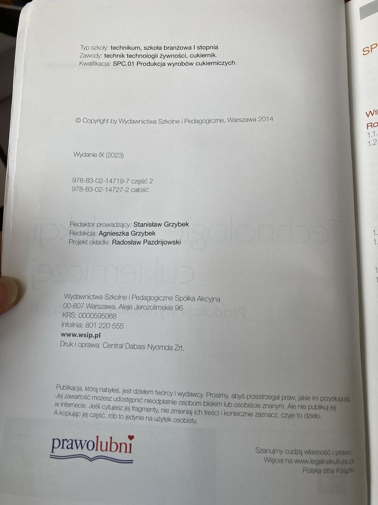 Technologie produkcji cukierniczej