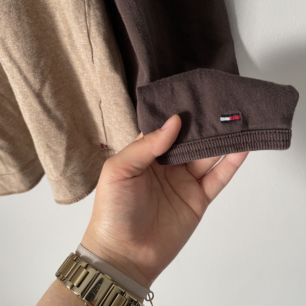 Tommy Hilfiger Denim 100% bawełna bluzka z długim rękawem brąz S