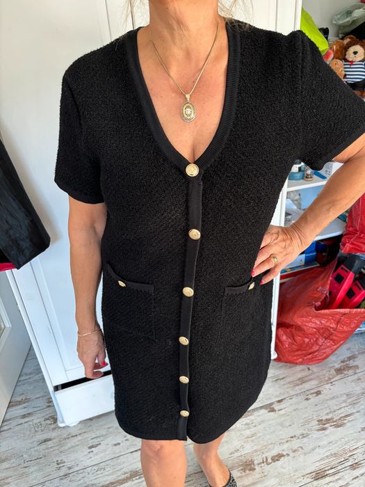 Massimo Dutti sukienka viscose dzianina dzianinowa bukla marynarski XL