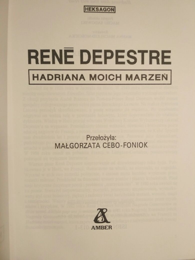 Hadriana moich marzeń - Rene Depestre