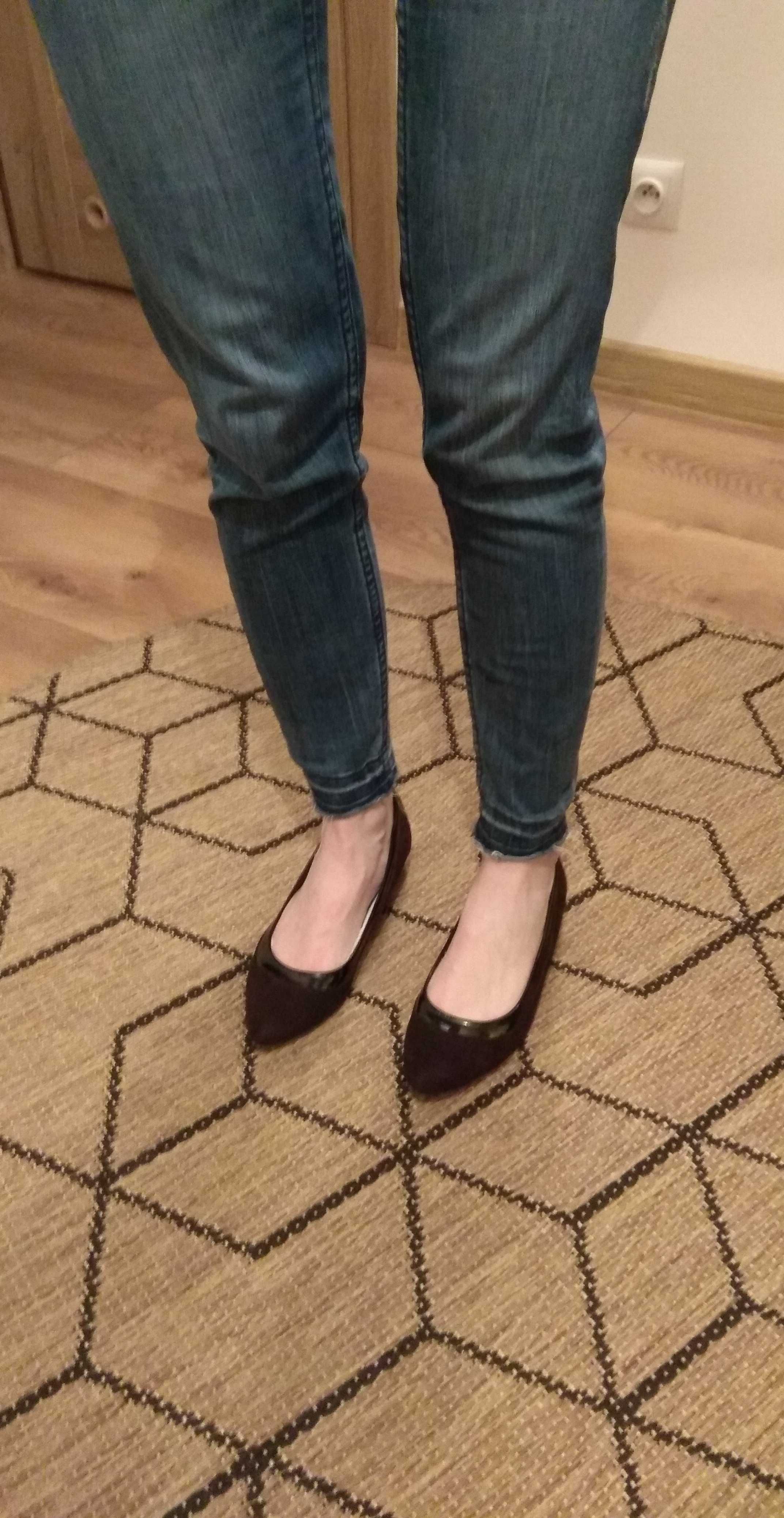 Buty damskie balerinki, płaskie czółenka czarne baleriny37