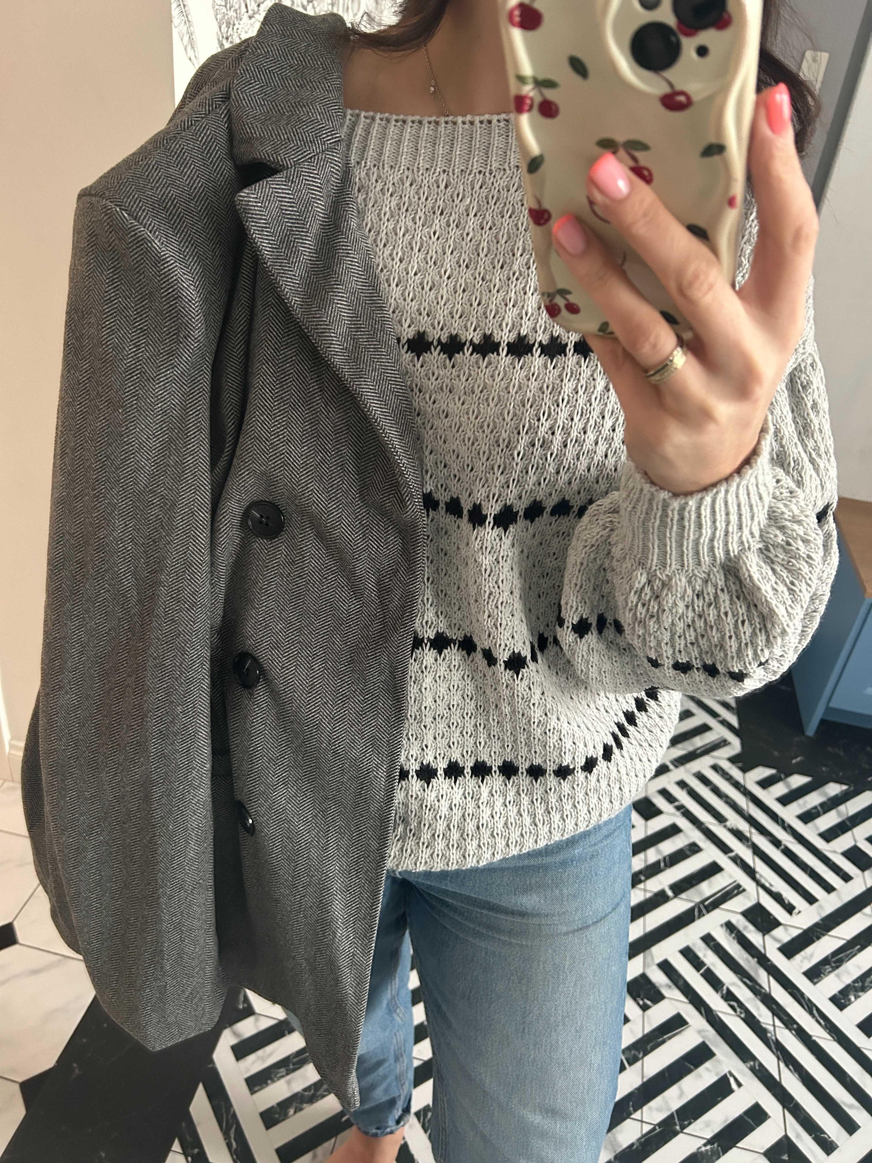 Sweter Luna szary oversizowy