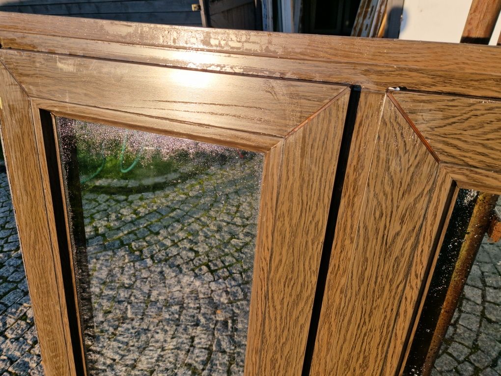 Okno 164.5x134.5 pcv z demontażu kolor brąz