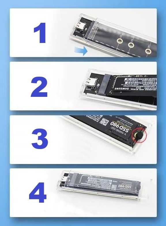 Obudowa dysku SSD Kieszeń NVMe+SATA M.2 NGFF USB 3.1 USB-C 4TB 10Gbps