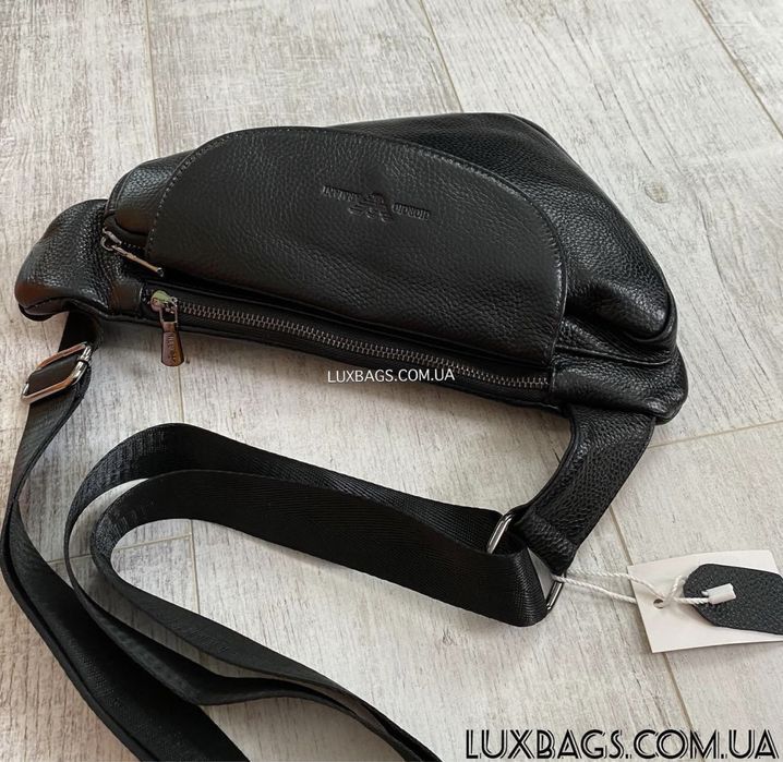 Мужская кожаная нагрудная сумка слинг Armani кобура Армани