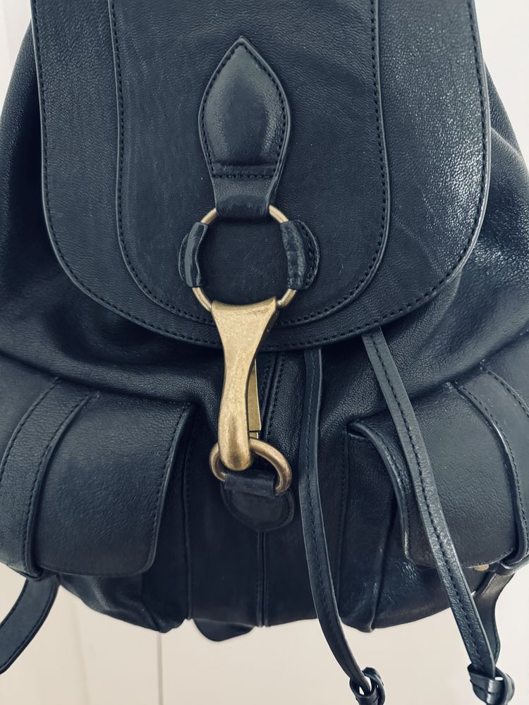 Skórzany plecak Massimo Dutti czarny damski