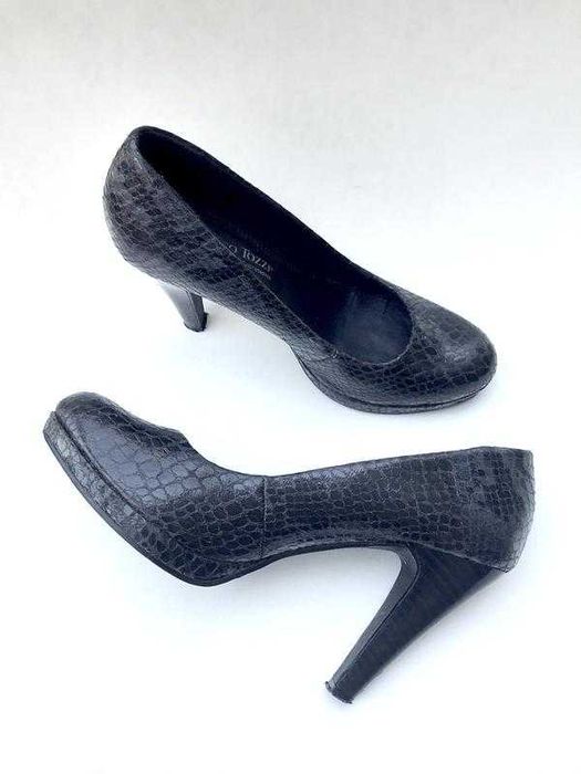 Чорні туфлі Marco Tozzi човники класика зміїний принт