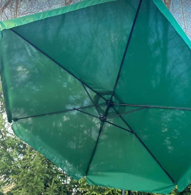 Садова розкладна парасоля зонт Bonro 3 м + LED. Зелена і чорна.