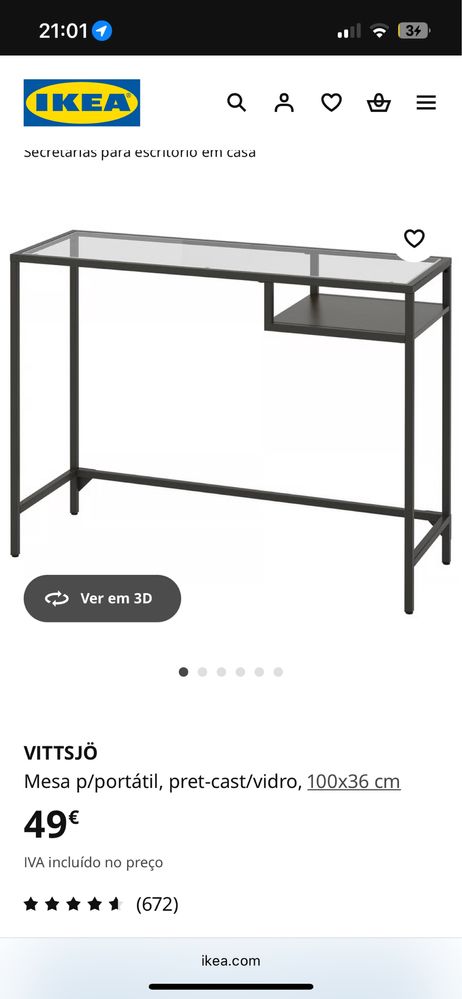 Secretaria de vidro ikea