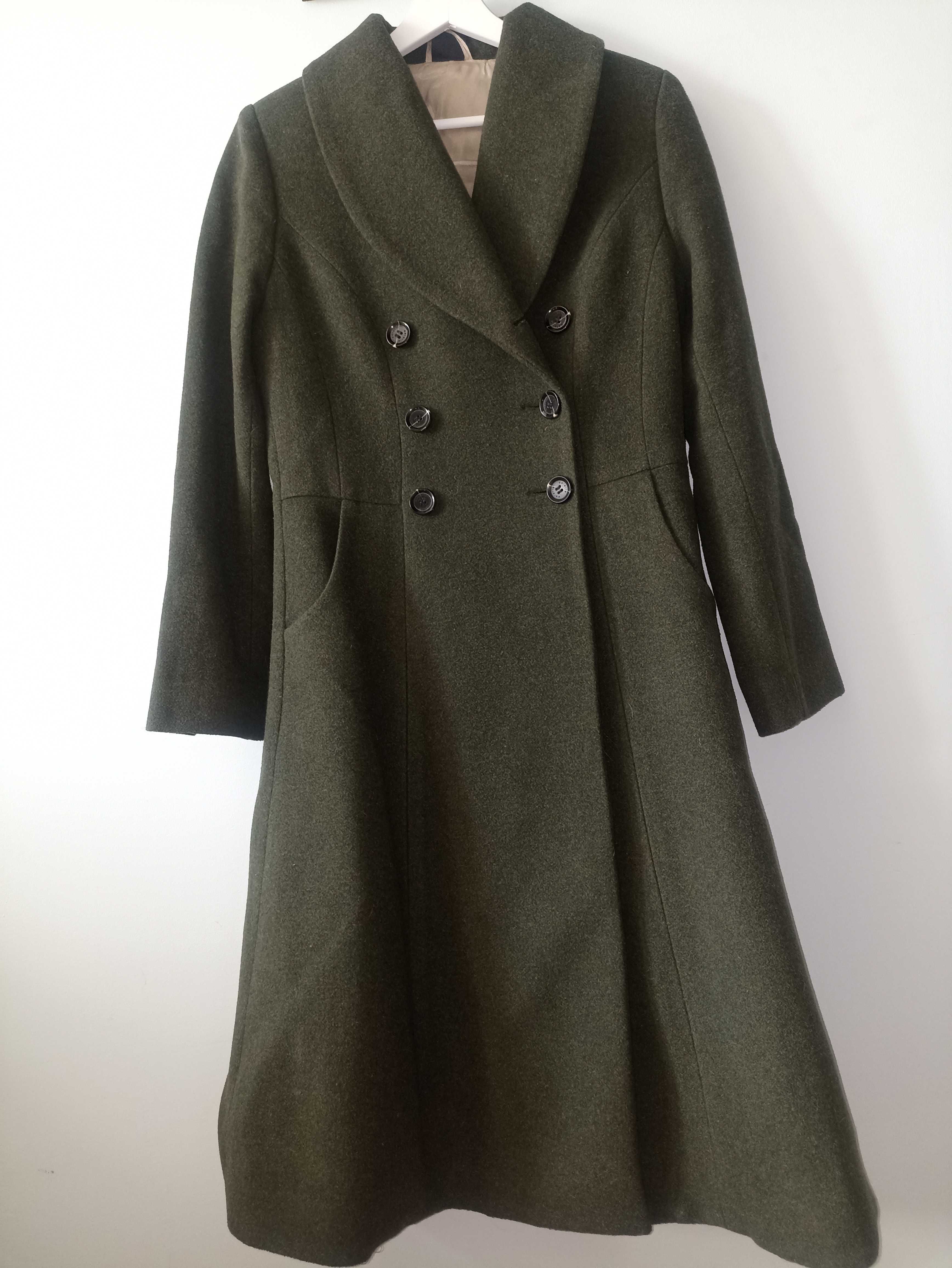 Aeterie - Płaszcz wełniany ciemnozielony vintage - M/38