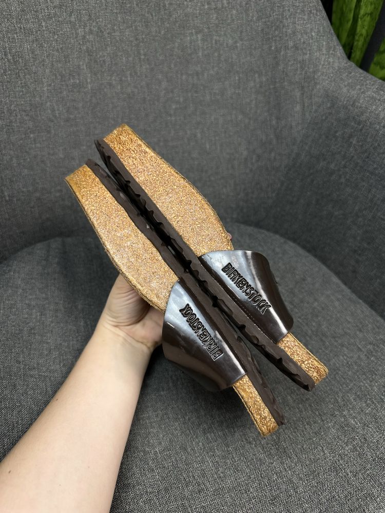 Оригінальні шльопанці birkenstock madrid birko-flor brown patent