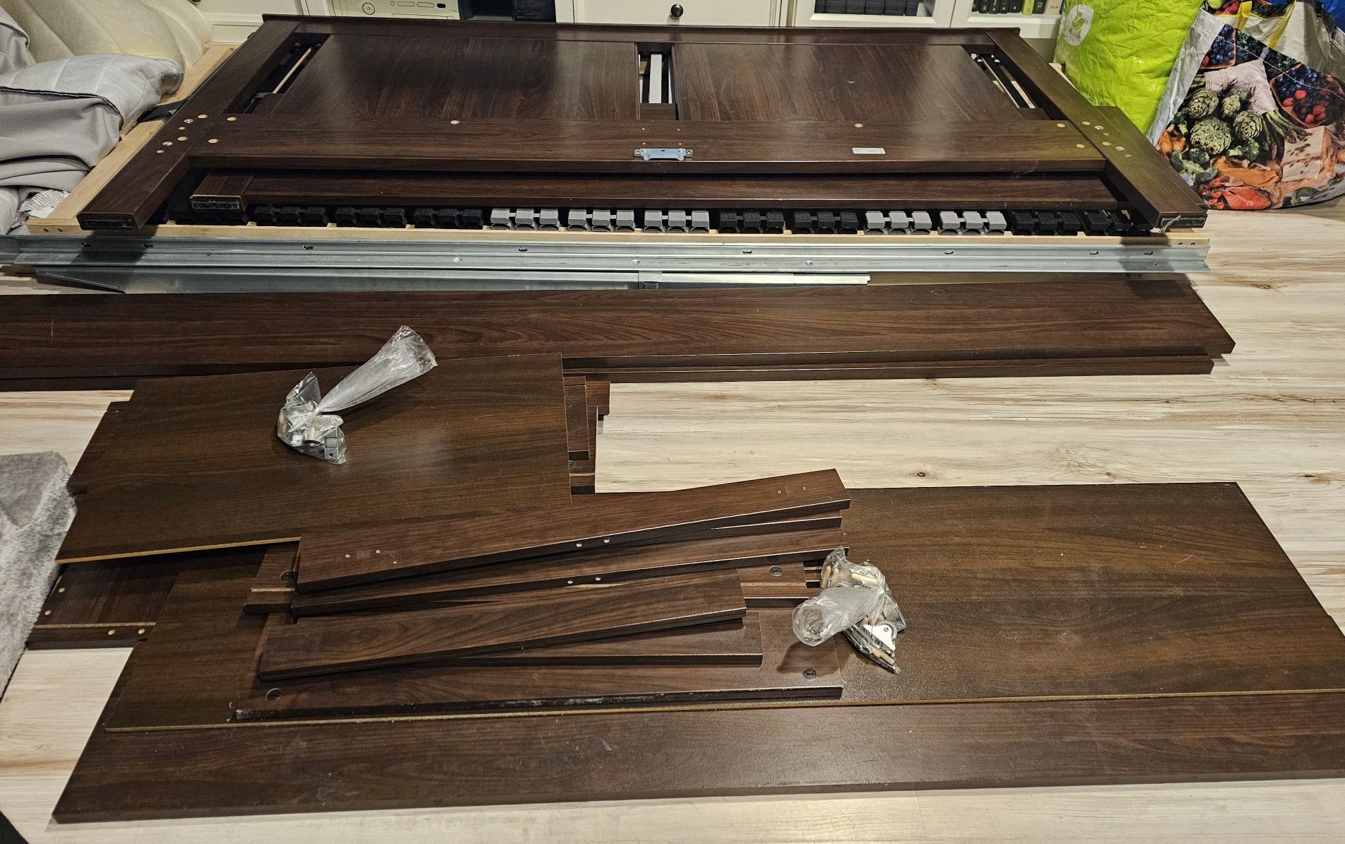 Rama łóżka SONGESAND 160 x 200  brąz + belka + dwie szuflady i stelaże