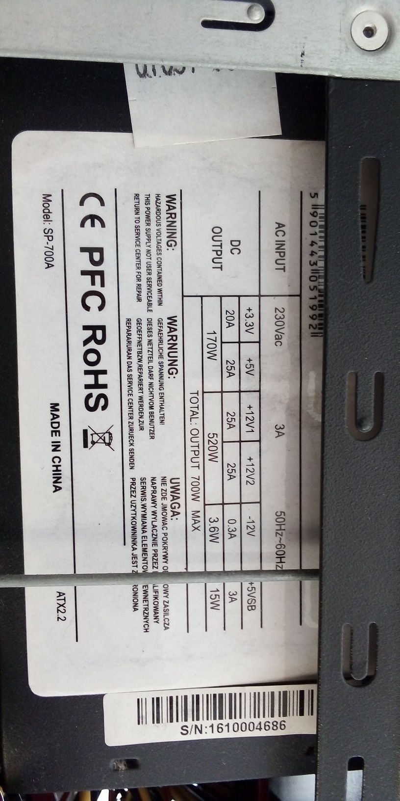 Komputer, 6 rdzeni 3,2GHz, HDD 4 TB 10000 obr/min, RAM 16GB, HDMI, DVD