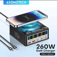 Зарядное Asometech 260w GAN для Apple Xiaomi Samsung Huawei