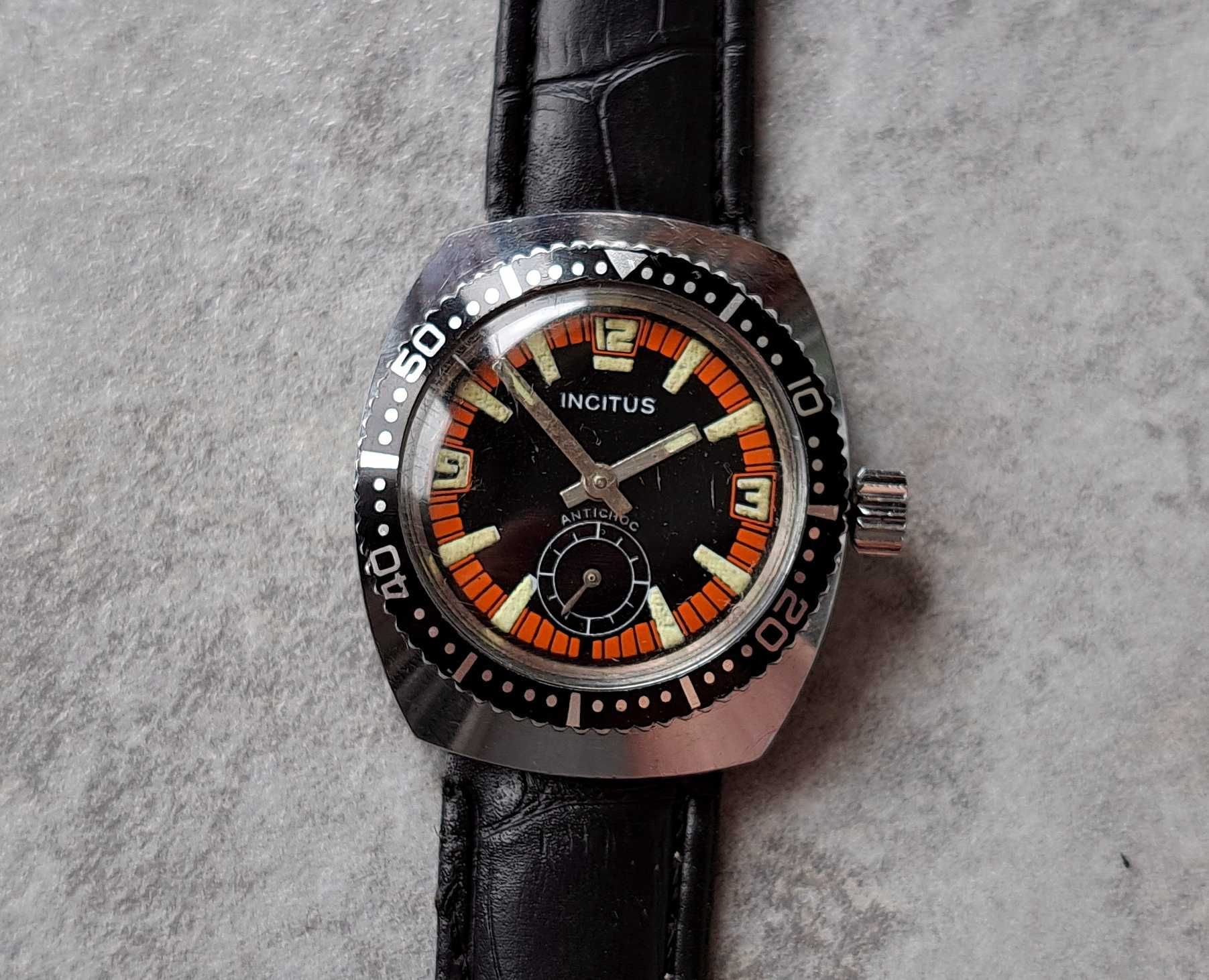 INCITUS DIVER szwajcarski zegarek vintage nurek
