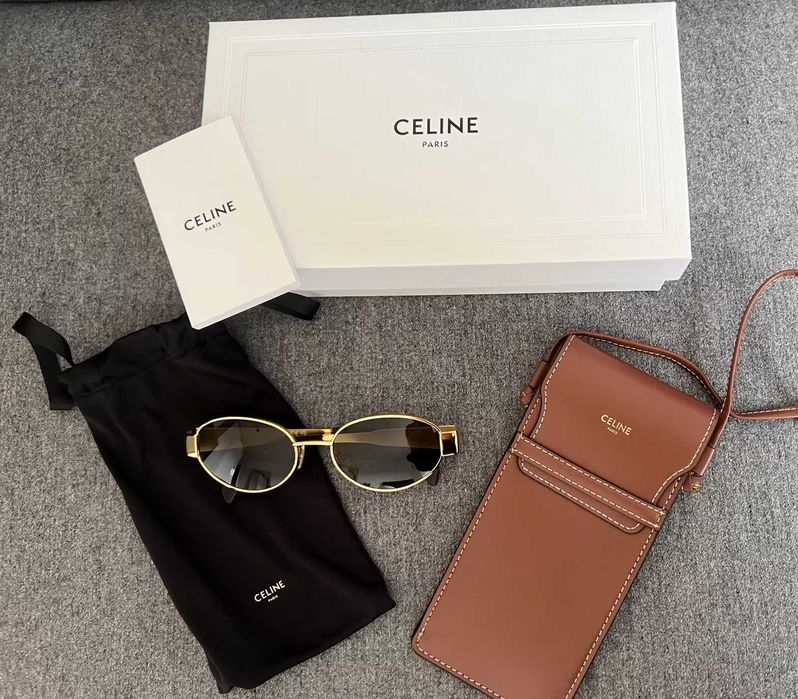 Okulary przeciwsłoneczne Celine Metal Triomphe dla kobiet, nowe