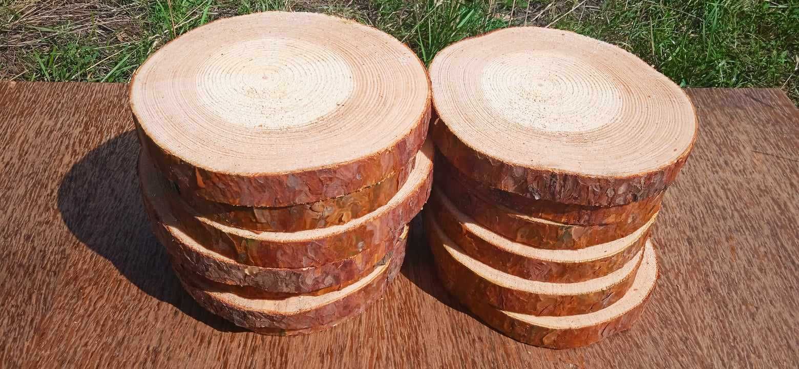 Plastry drewna, 10 sztuk, 18-22cm, krążki drewniane, na stroiki