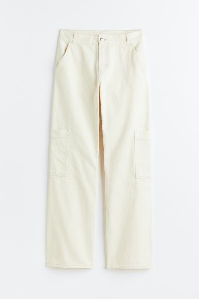 Джинси джинсы брюки карго широкі бежеві беж h&m 38 10 M