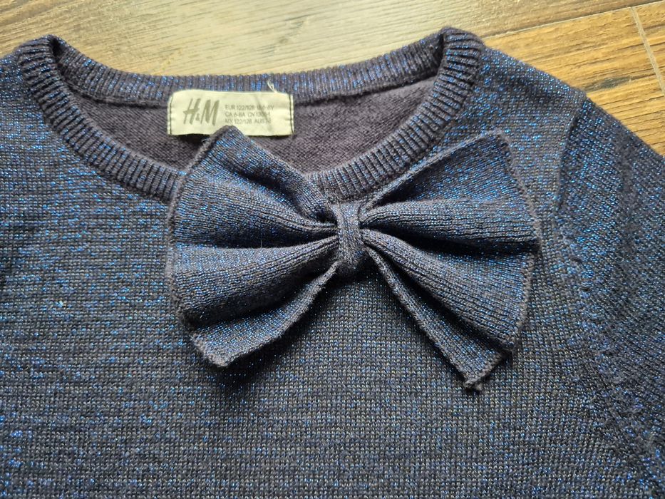 H&M sukienka granatowym brokat 6-8lat bdb