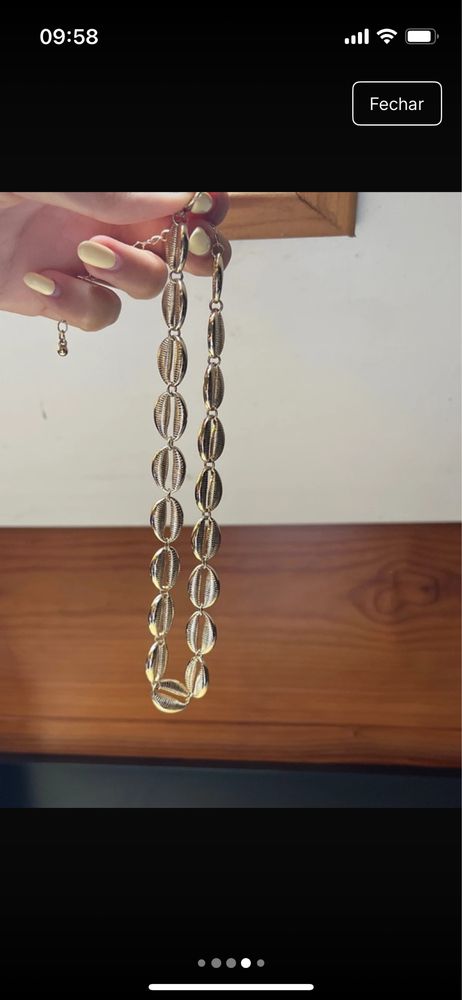 Conjunto colar e brincos com beijinhos dourados