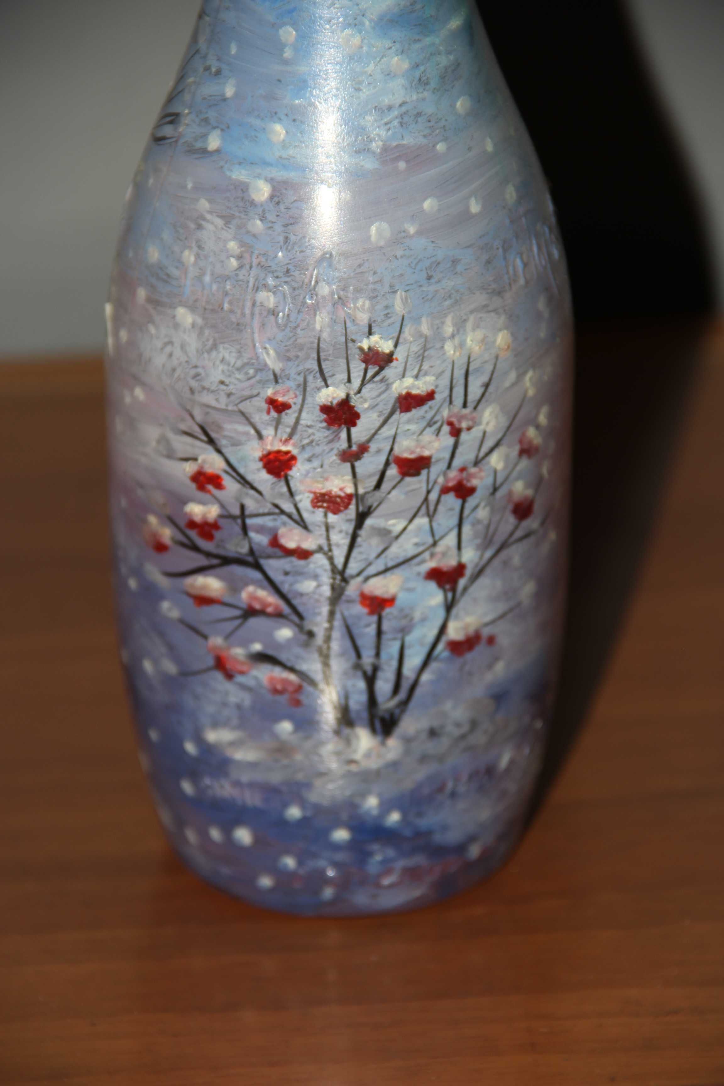 Бутылка роспись Зима и Весна 25 см ручная работа