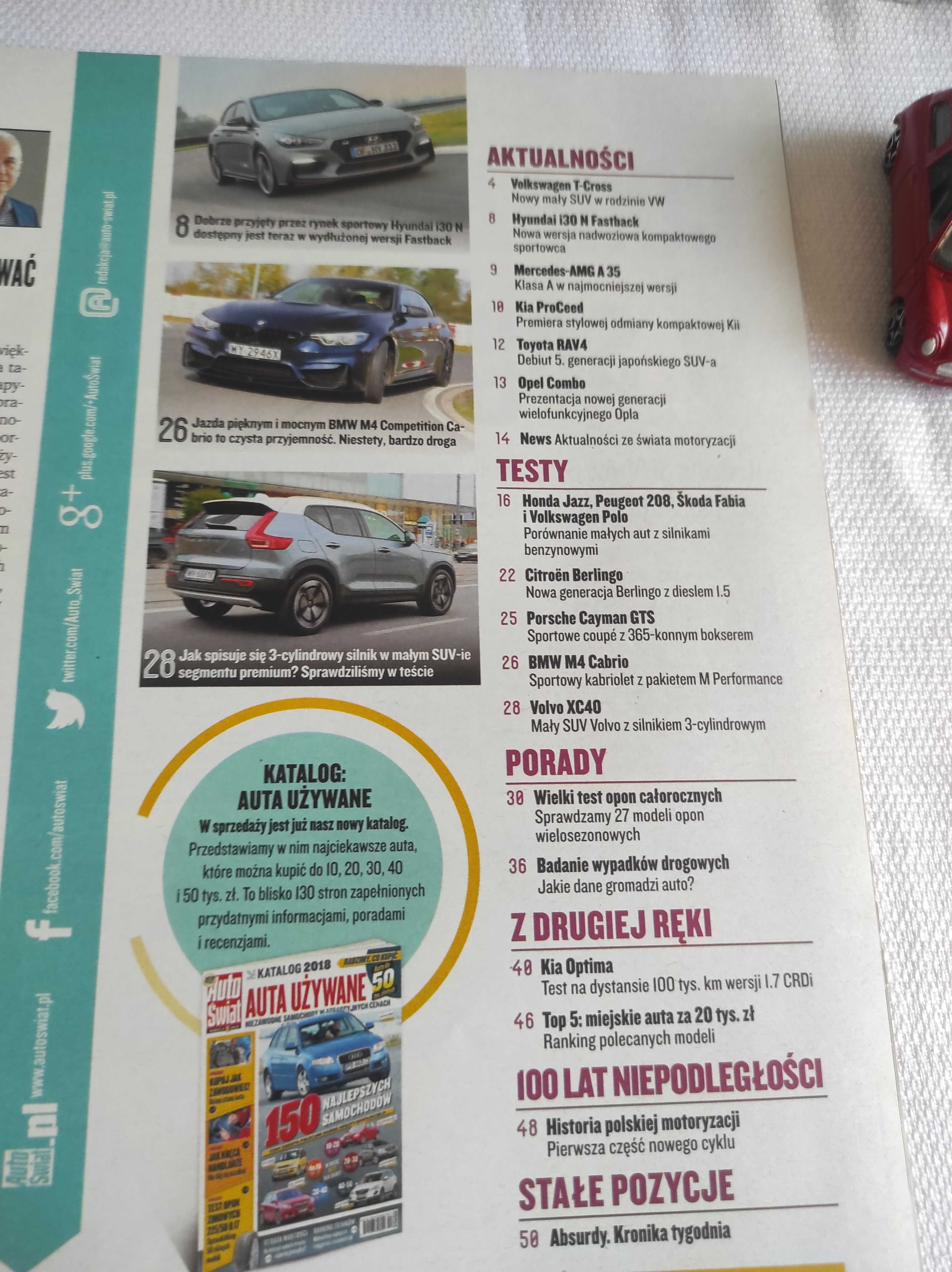 Czasopismo Auto Świat WYSZUKAJ POJAZD 42/2018 Cayman M4 XC40 RAV4 i30
