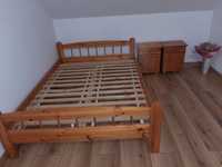 Łóżko drewniane 140x200 + 2 szafki nocne + materac