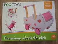 Wózek drewniany dla dzieci EcoToys nowy