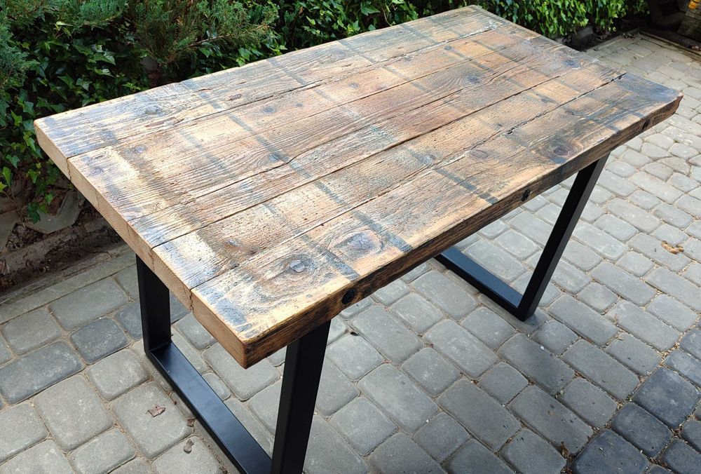 Stary stół loft vintage – industrialny, rustykalny, kawowy, drewniany