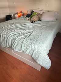 Cama Brimes IKEA com colchão e 4 gavetões - 160cm largura