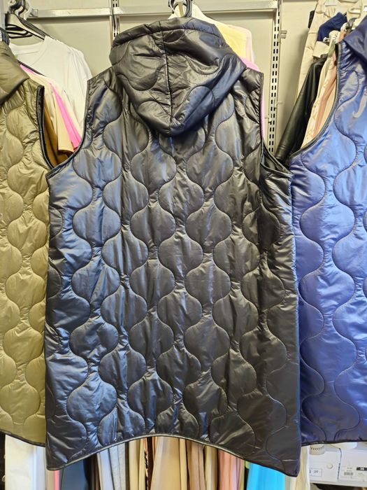 Kamizelka pikowana czarna Plus Size, Italy, długa !!!