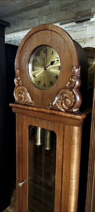 Piękny zegar stojący kwadransowy Alpina dębowa baba kurant Westminster