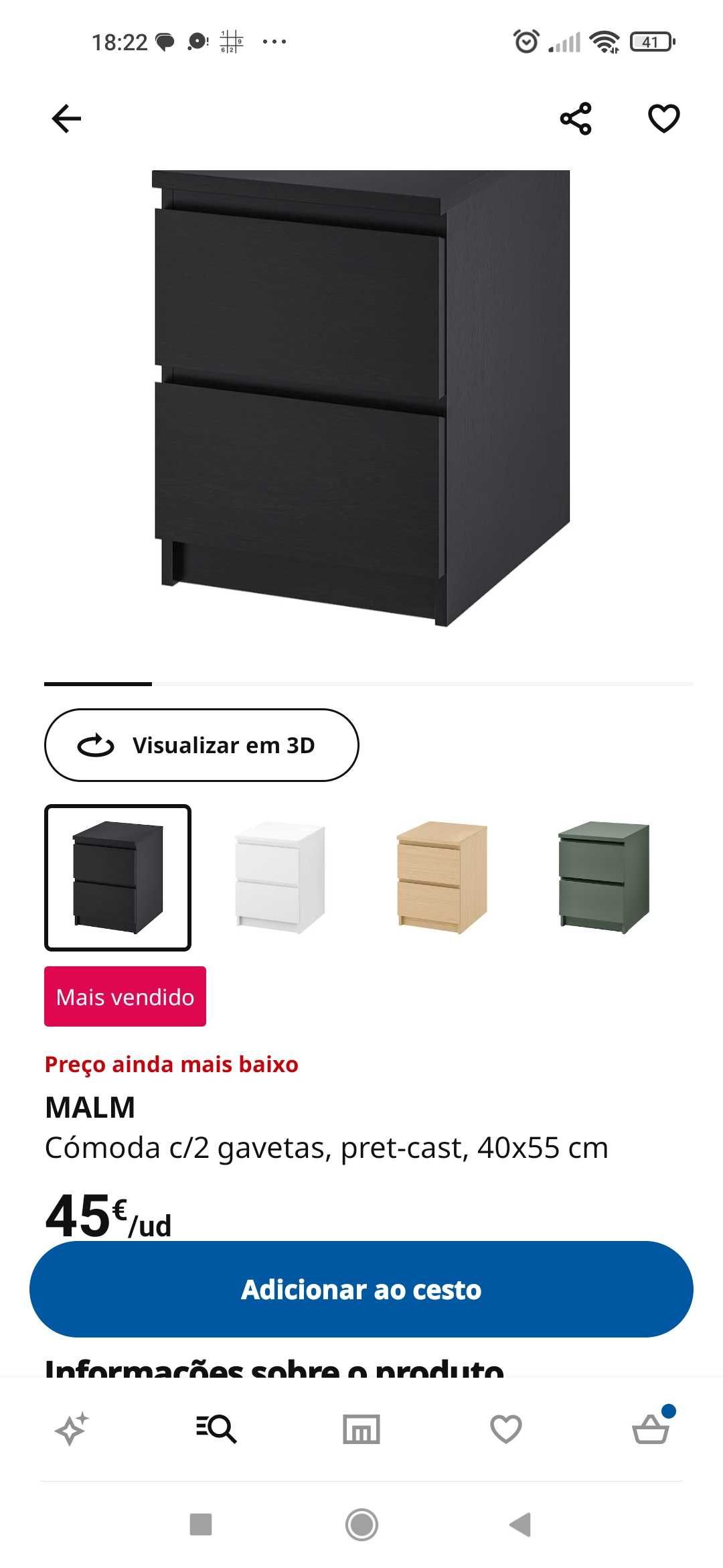 Mesa de cabeceira Malm IKEA