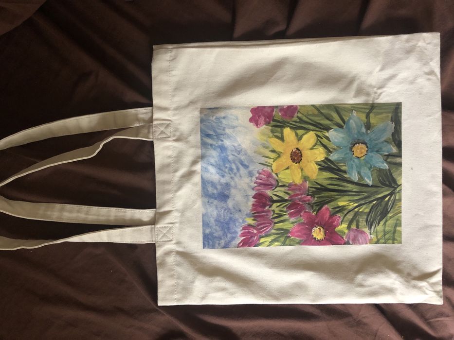 Еко сумка шопер з надрукованими квітами