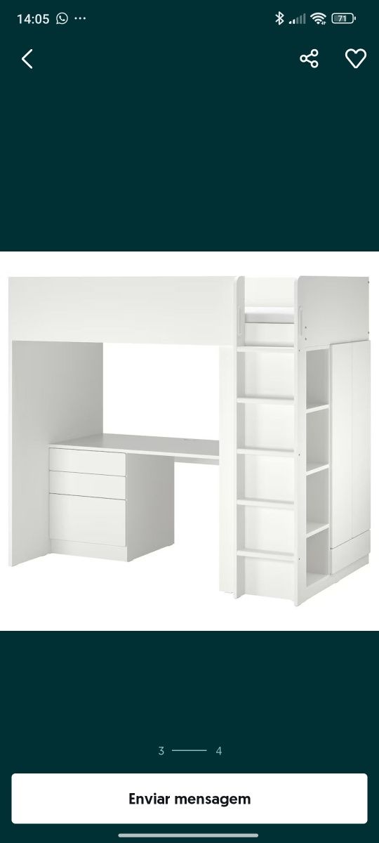 Cama alta IKEA  c/secretária