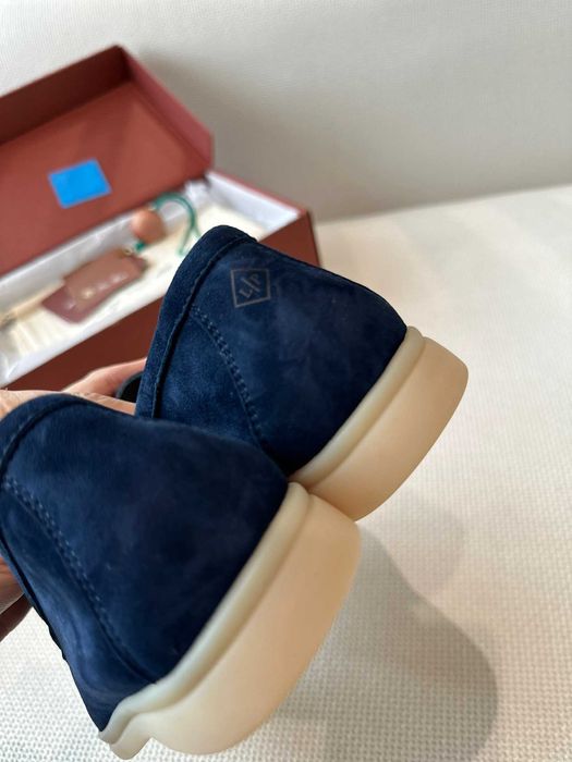 Женские синие замшевые лофери Лоро Пиана лоферы Loro Piana Summer Walk