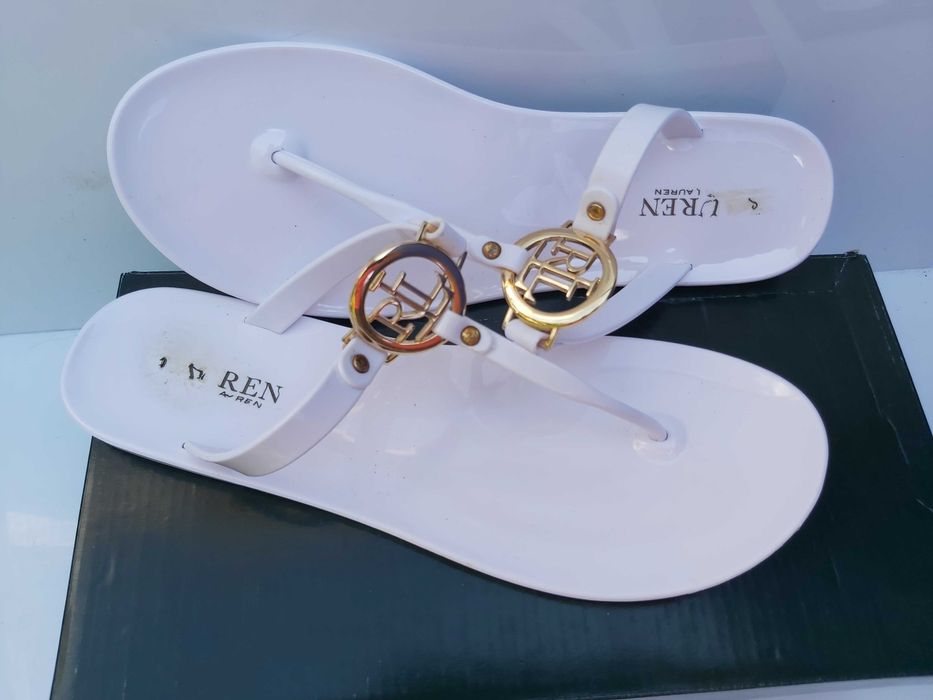 Ekskluzywne sandały japonki RALPH LAUREN białe 40.5
