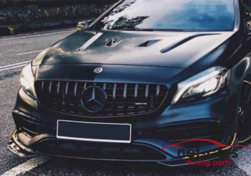 Splitery dokładka przód i klapy + grill MERCEDES W176 AMG czarny