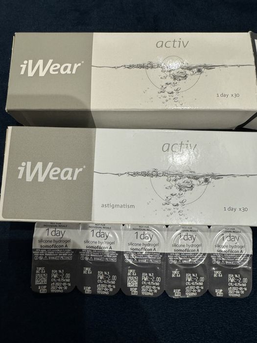 Soczewki toryczne iWear activ -2.00 cyl: -0.75x160 2 opakowania