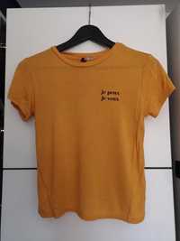 żółta bluzka T-shirt H&M damska przewiewna
