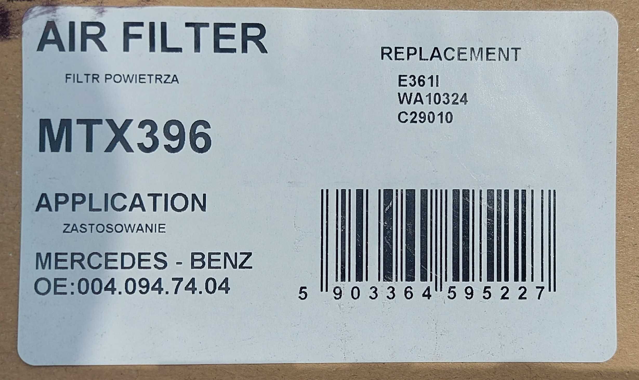 Filtr Powietrza Mercedes ATEGO / AXOR