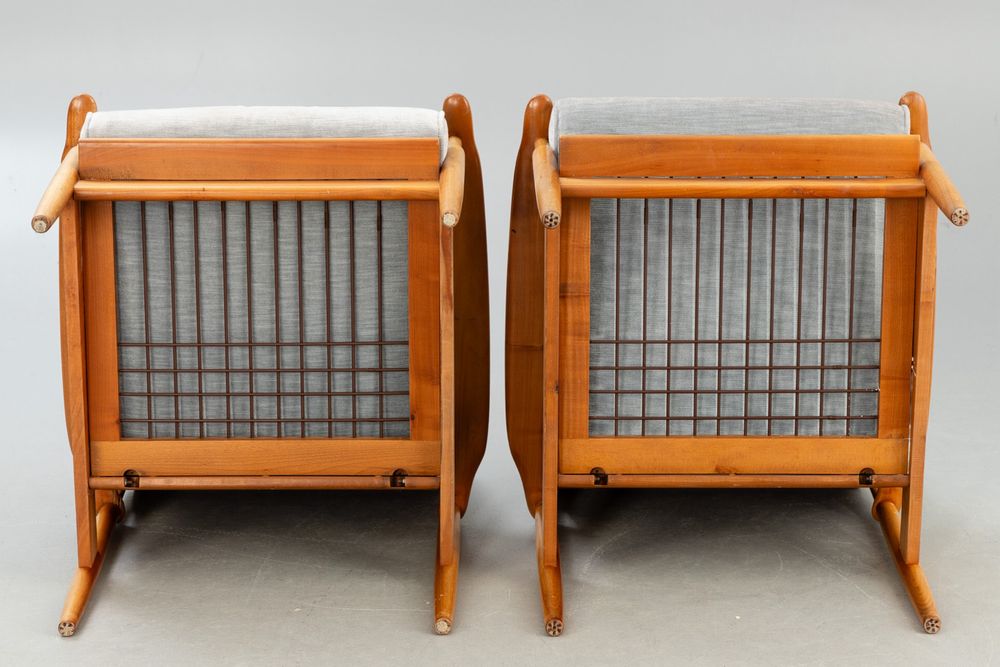 Duński zestaw 2 foteli z lat 60-tych oraz wózka do serwowania