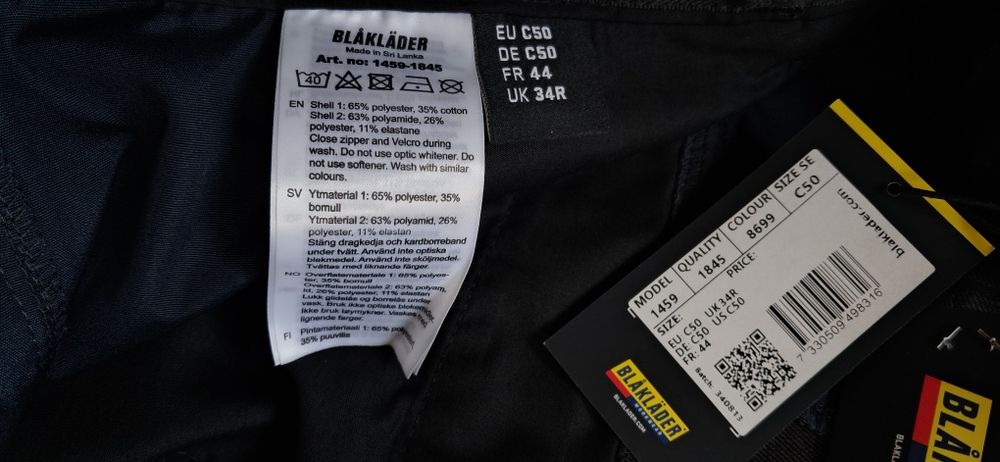 Blaklader Nowe spodnie robocze navy black  rozmiar 50