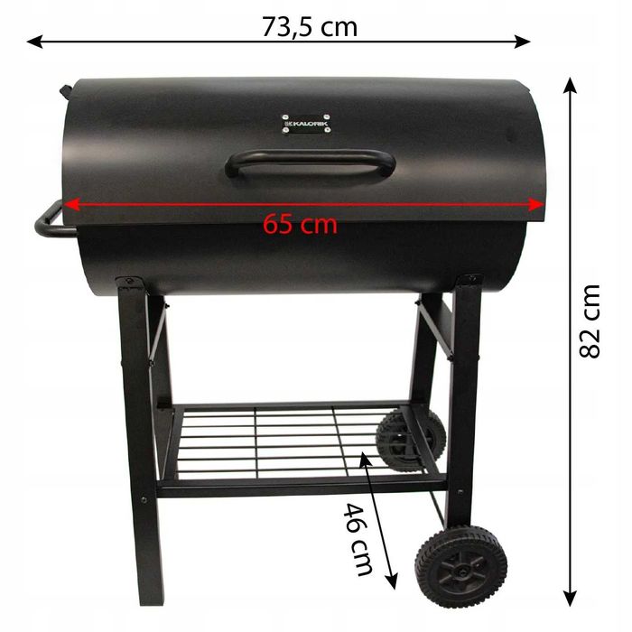 Grill węglowy beczka z pokrywą i rusztem 59,5x29 cm kółka przenośny