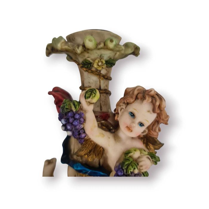 Par Castiçais Barrocos com Querubins – Pintados à Mão