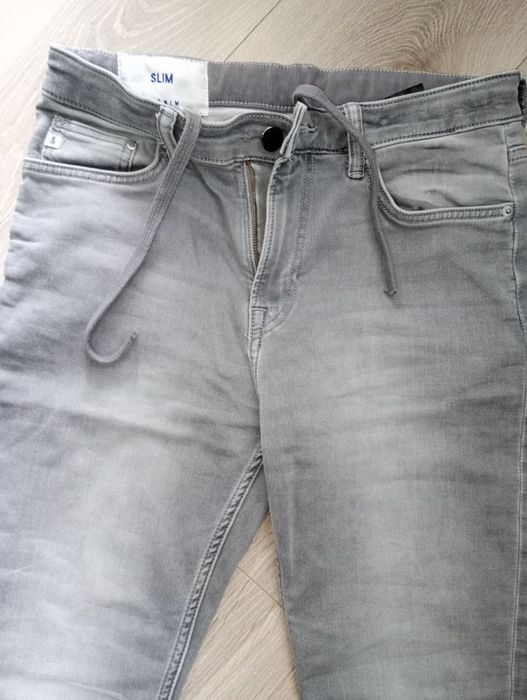 Spodnie H&M slim jesień szare